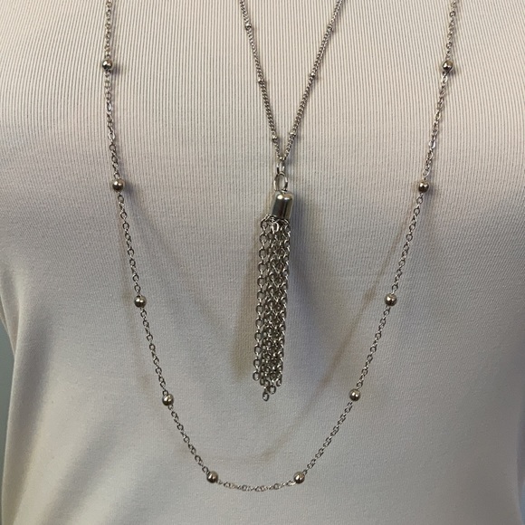 3 Tiered Silver Necklace - Picture 7 of 9